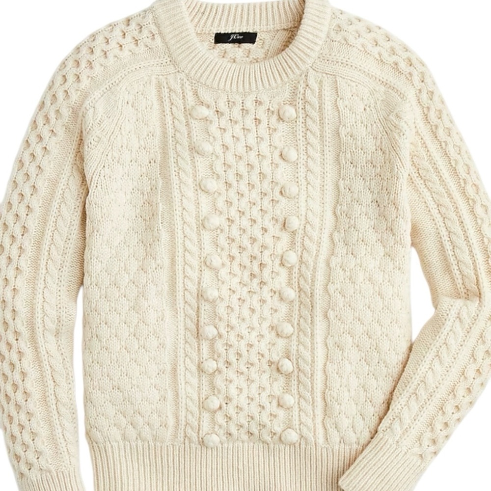 J Crew Heavy Fisherman’s style Wool Blend Popcorn Sweater